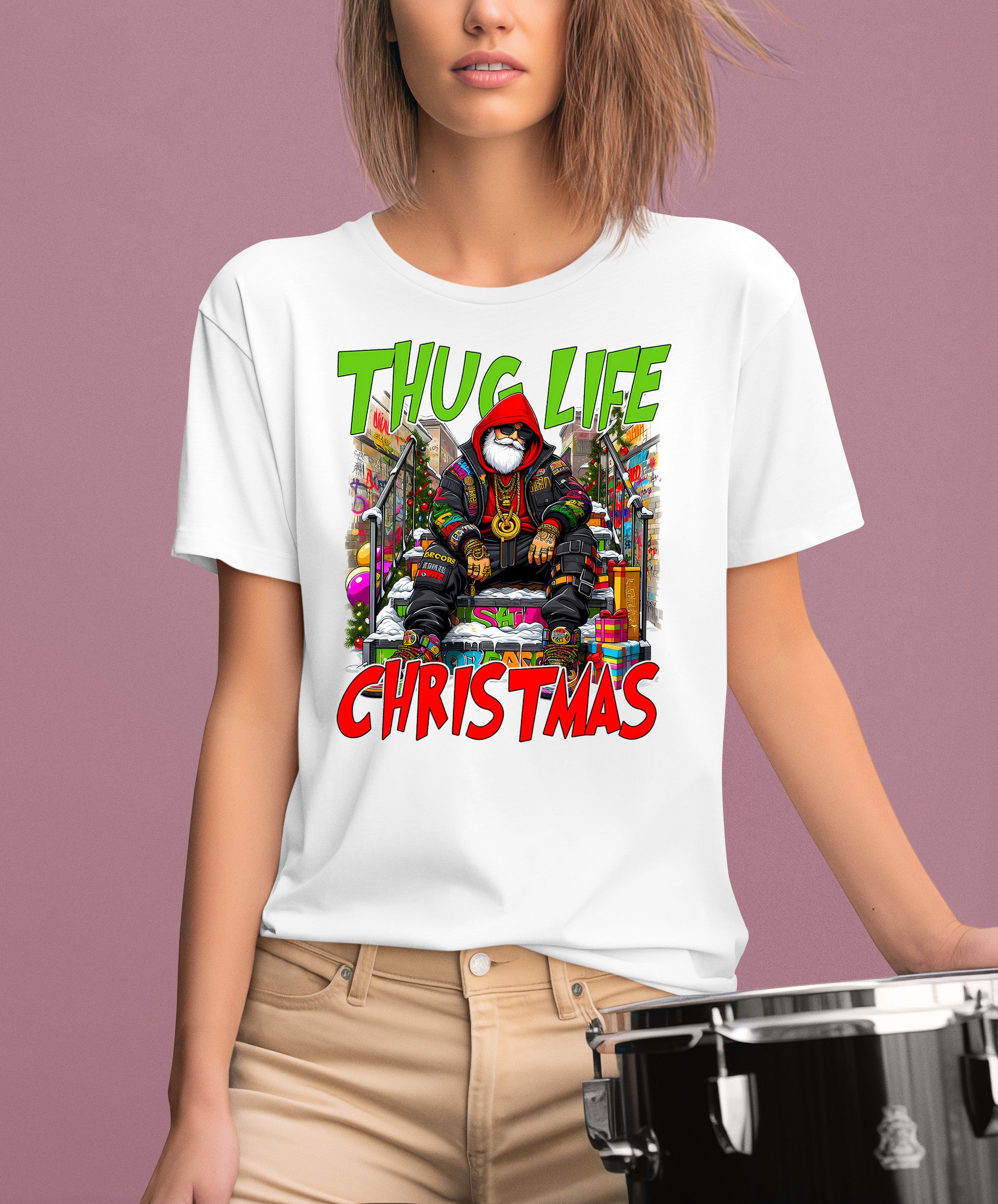 Thug Santa Christmas Theme | Bold Santa Claus Attitude Xmas Holiday Concept T-Shirt