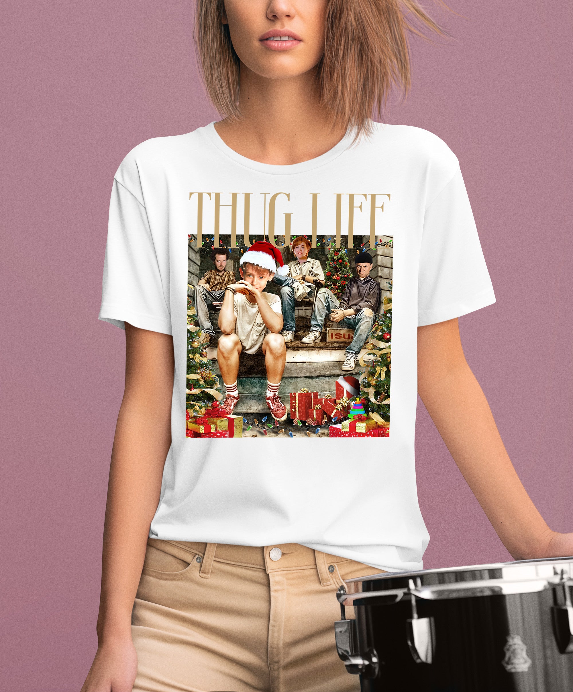 Christmas Thug Life Porch Santa Hat - Funny Santa Hat for Porch, Holiday Humor Gift T-Shirt