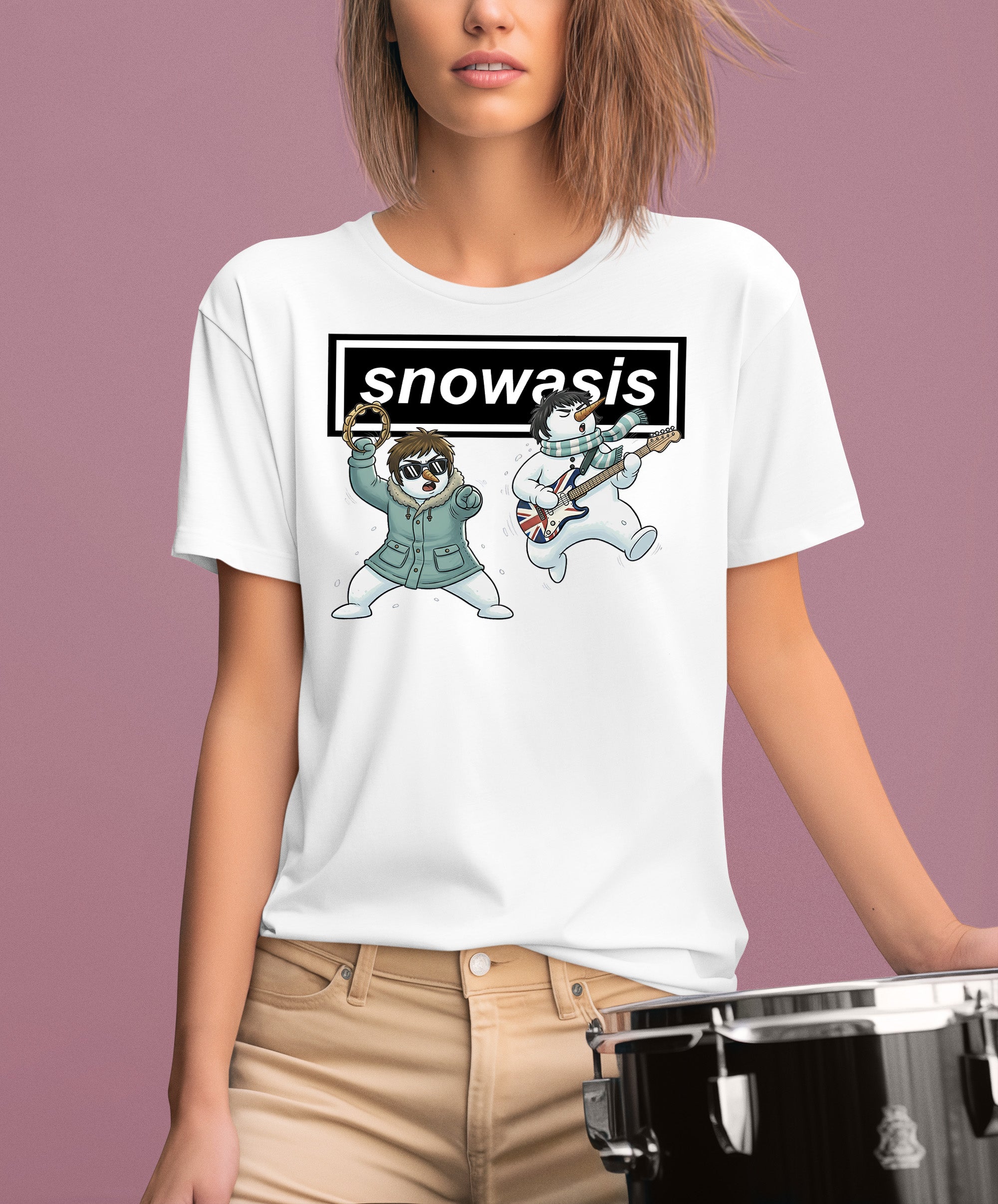 Christmas Snowasis rocking on a snowy hillside, cozy festive scene for holidays, Snowasis rocking on T-Shirt