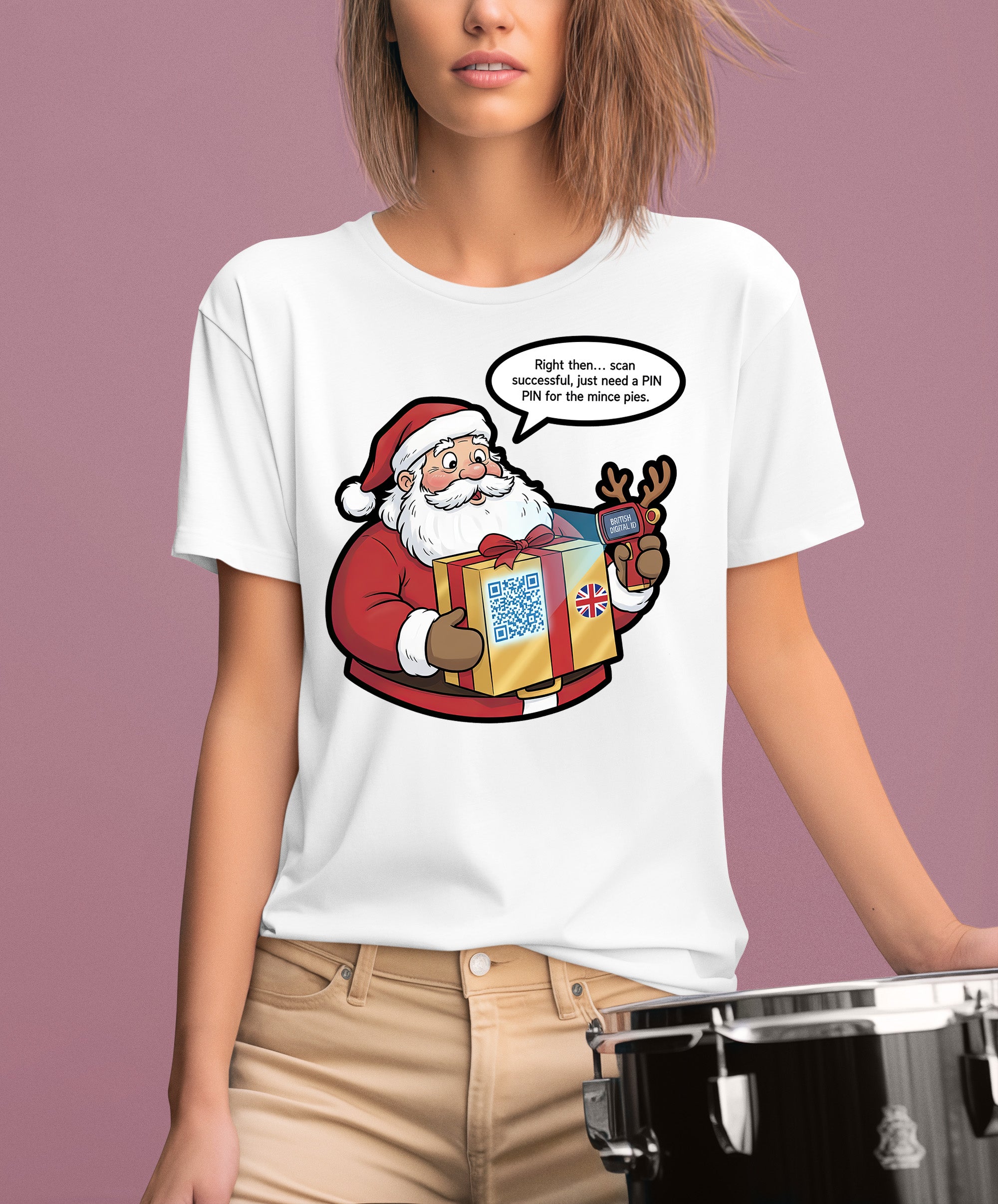 UK Digital ID Santa - Festive Christmas Security Badge Template for Online Use T-Shirt