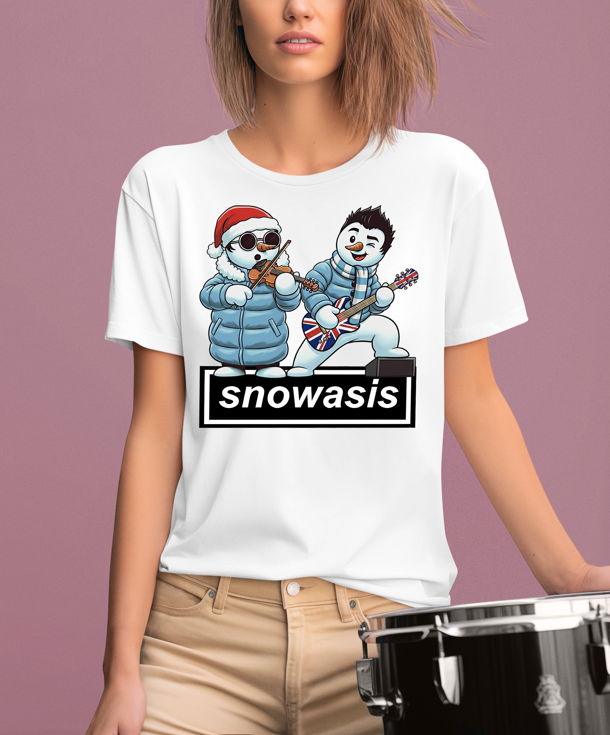 Snowasis Violin Gutar Winking Christmas Charm - Festive Music Gift T-Shirt