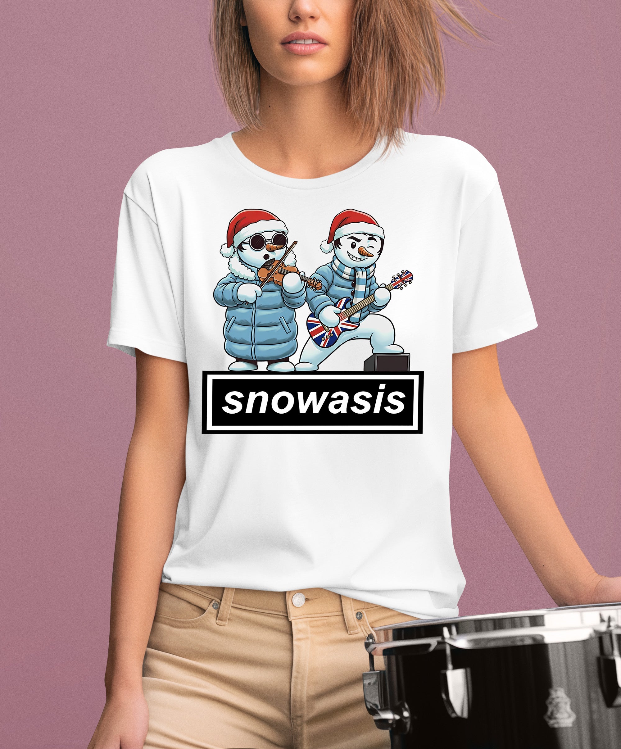 Snowasis Guitar and Violin Christmas Theme - Festive Gift for Music Lovers, Holiday Cheer, Unique Seasonal Accessory T-Shirt